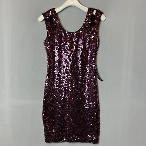 As U Wish Dress Womens Small Pink Sequins Sparkling Long Sleeveless - Picture 1 of 17