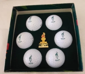 1996 ATLANTA OLYMPIC GAMES TOP FLITE GOLF BALL SET & COLLECTIBLE TORCH LAPEL PIN - Picture 1 of 5