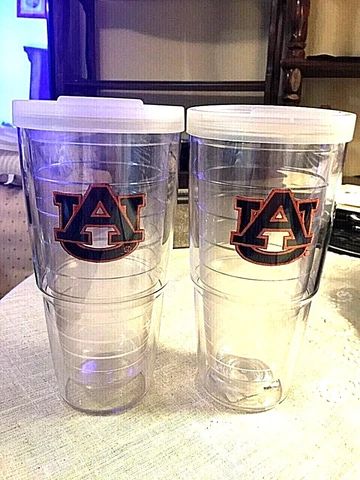 2  AUBURN UNIVERSITY TERVIS GLASSES WITH LIDS - EXCELLENT CONDITION - 11 0Z Cover