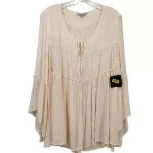 Camicetta contadina John Mark donna grande nuova con etichetta manica lunga a campana top perla avorio boho - Foto 1 di 7