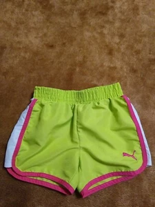 Puma Little Girls Size 5 Running shorts Yellow  White Pink - Picture 1 of 7