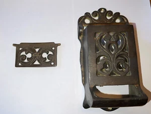 Soporte de fósforo vintage de latón fundido pesado con tapas en pared Ohio Match - Imagen 1 de 9