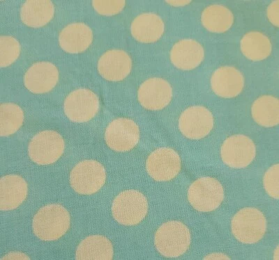 Sewing Fabric Joanns Cotton Polka Dots Aqua & Cream 1.5yx45" - Image 1 of 4