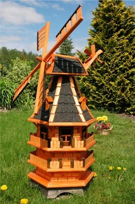 * Windmühle 3 stöckig kugelgelagert 1,40m Bitum dunkel, Windmühlen Holz, Garten  - Bild 1 von 3
