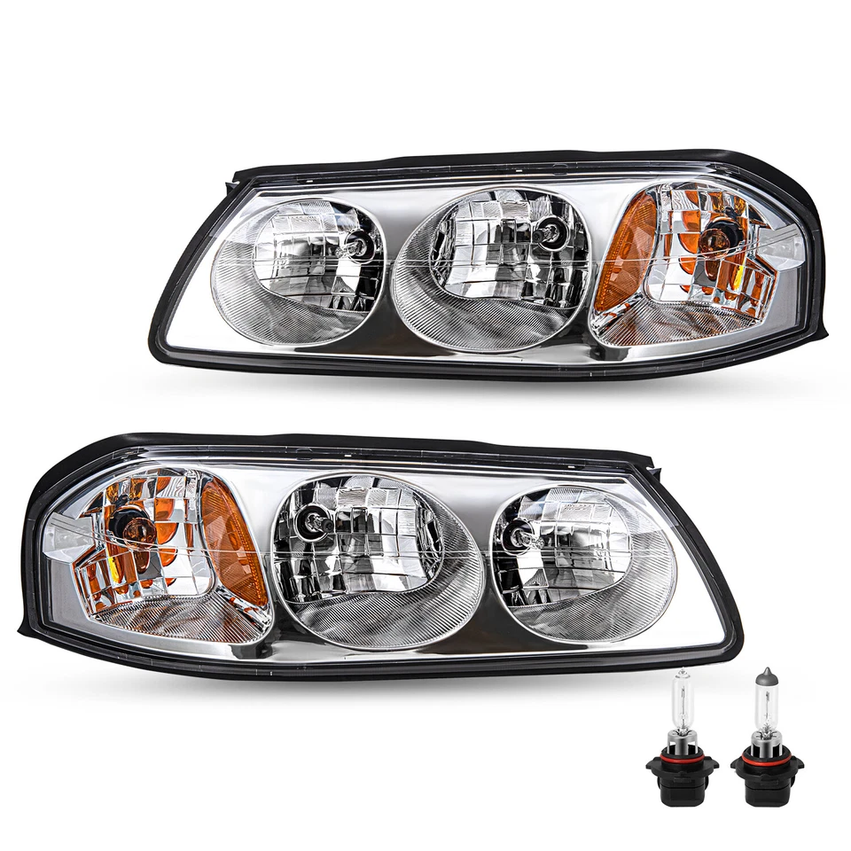 Для 2000-2005 Chevy Impala хромированный корпус желтая фара с лампами 00-05 пара - Изображение 1 из 4