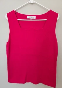 Kasper Tank Top Sweater Hot Pink Cotton Blend Sleeveless Size Large - Picture 1 of 8