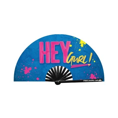 Hey, Gurl! - Bye, Bitch! Fan (Double Sided UV Glow) for raves & circuit - Image 1 of 2