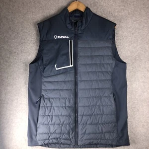 Sunice Puffer Vest Men's M Golf Full Zip Quilted Logo Activewear Blue Gray EUC - Picture 1 of 12