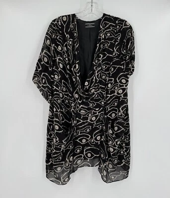 By Malene Birger Womens Black White Printed Chiffon Draped Front Tunic Top Sz 40 - Image 1 of 4