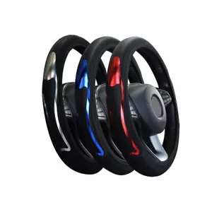15"/38CM Car Steering Wheel Cover Breathable PU Leather Anti Slip Steering Cover - Picture 1 of 15