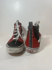 Vans Sk8-Hi Mens Size 7.5 Shoes Black Red High Top Skate Sneakers Canvas Skool - Picture 1 of 8