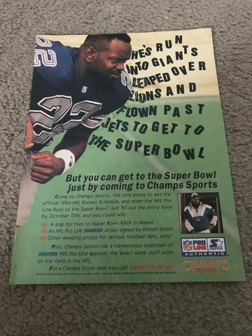 1994 EMMITT SMITH STARTER PRO LINE Poster Print Ad DALLAS COWBOYS JACKET JERSEY Cover