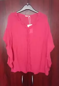 Bon A' Parte Womens Pink V Neck Short Sleeve Viscose Holiday Top Size S - Picture 1 of 8