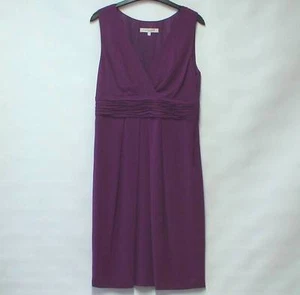 LK BENNETT LONDON ELEGANT PLUM V NECK FIT & FLARE DRESS LINED UK 12 - Picture 1 of 5