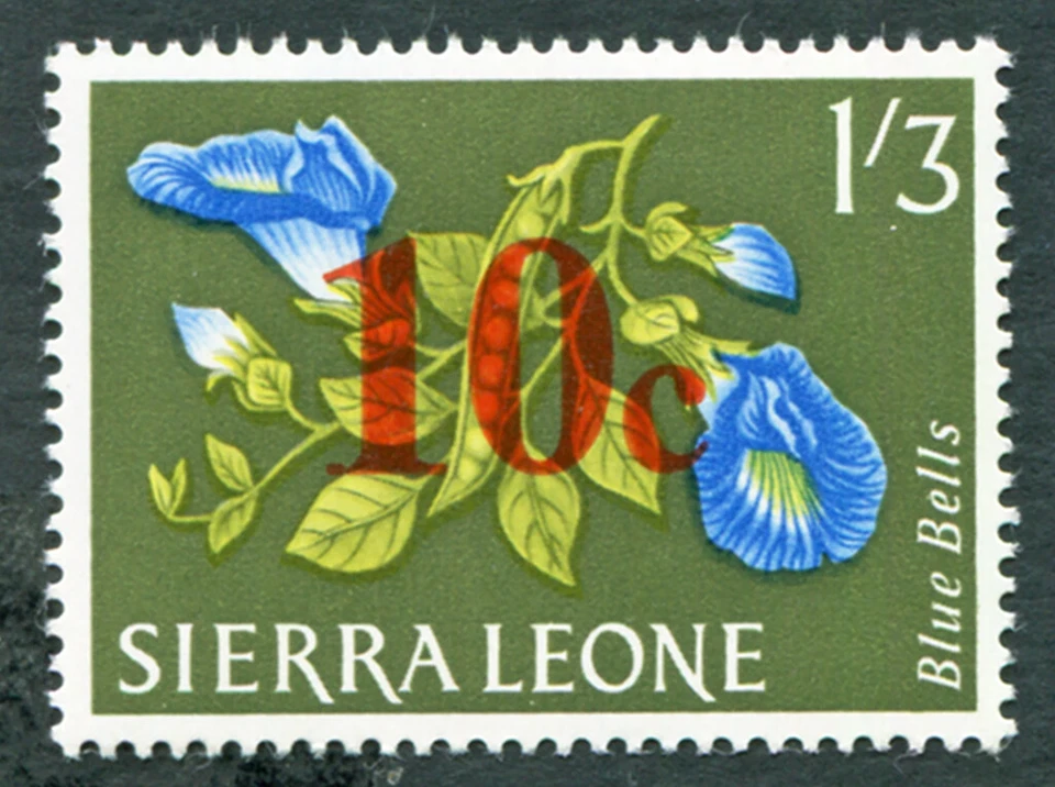 SIERRA LEONE 1964-66 10c on 1s3d SG318 mint MNH FG Decimal Currency Flowers aC01 - Image 1 of 1