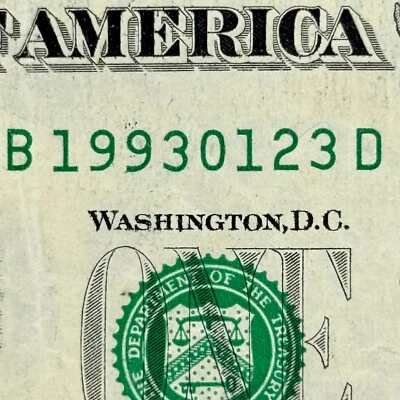 1993 January 23 Birthday Gift Anniversary Dollar Fancy Serial Number Note $1 - Image 1 of 3