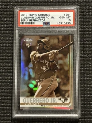 2019 Topps Chrome Vladimir Guerrero Jr refrator sépia PSA 10 Blue Jays controle remoto - Imagem 1 de 3