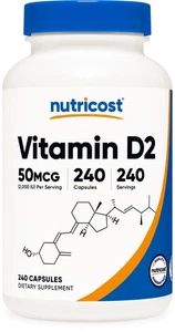 Nutricost Vitamin D2 Supplement (2000 IU) 240 Capsules - Picture 1 of 5