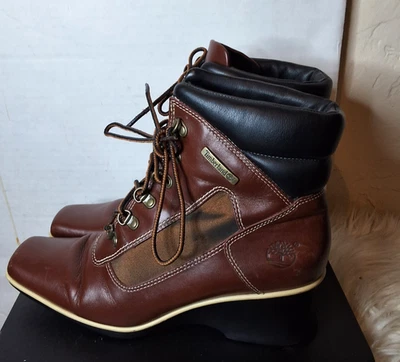 Timberland Botas de Cuña Combo de Cuero Borown con Cordones 8.5 Foto 1 de 4