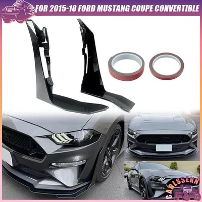 Front Bumper Corner Winglet Splitters For 2015-18 Ford Mustang Coupe Convertible - Image 1 of 4