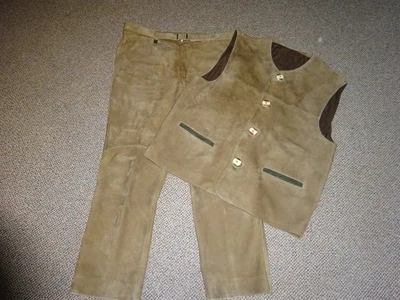 Leder Arnold Weiss Lederhose dickes Hirsch sämisch und Weste für Jagd 27/ 52-54 - Bild 1 von 4