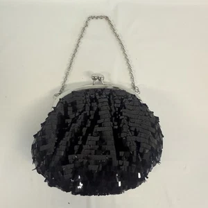 Kate Landry Black Sequin Purse Evening Bag Elegant Party Holiday Wedding - Picture 1 of 10