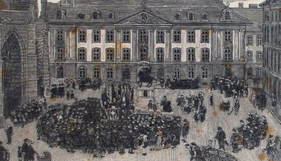 Emil Zbinden Kundgebung Münsterplatz Bern Schweiz signiert Holzschnitt 1946 3/5 - Bild 1 von 4