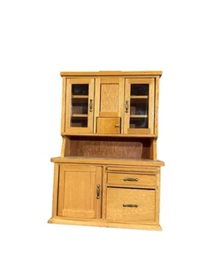 VTG Concord MiniaturesDollhouse Wood Kitchen Hutch Cabinet Light Oak Finish - Picture 1 of 11