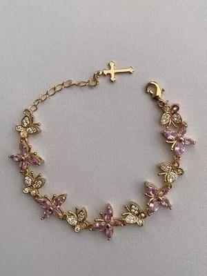 Браслет женский позолоченный желтым золотом 14 карат 3,00 карата огранка маркиза созданный в лаборатории сапфир - Изображение 1 из 3