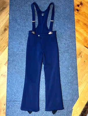 Tru VTG HEAD Ski Bibs Men 32 Snow Pants Stretch Blue Mod 70s 80s Yugoslavia Made - Image 1 of 4