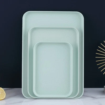 Kitchen Serving Tray Wheat Straw Rectangular Nordic Style Cupcake Fruit Snack PS - Image 1 of 4