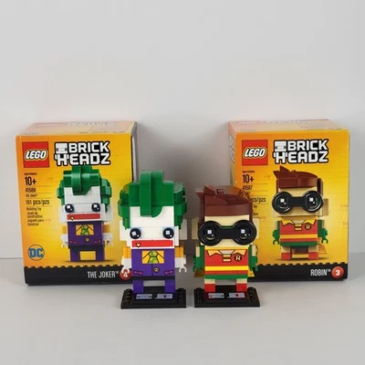 Lego Brickheadz Lot of 2 Robin 41587 & the Joker 41588 Used Complete DC Comics - Image 1 of 4