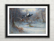 Blackcock And Grouse In Flight By Archibald Thorburn Framed PrintA1 A2 A3 Size