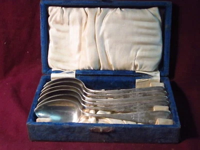 Винтажная немецкая 800 серебряная чайная ложка 5 5/8 дюйма 21 г каждая без моно оригинальной коробки  - Изображение 1 из 4