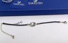 Swarovski Vanilla Dark Gray Braided Leather Bracelet Crystal Authentic 5032763