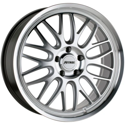 20x8.5 +40 Petrol P4C 5x4.5 Silver W/ Machined Face & Lip Wheels (Set of 4) - Image 1 of 2