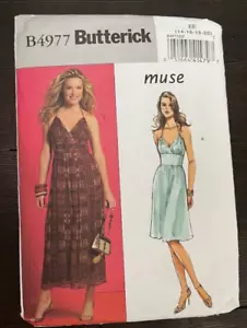 Butterick B4977 Misses Halter Dress Lined Fitted Bust Shoulder Straps 14-20 UC - Picture 1 of 5