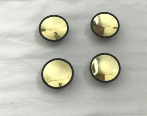4 Gold Black Concave Round CABINET/DRAWER Pulls/Knobs Mid Century Modern 1 1/2" - Picture 1 of 4
