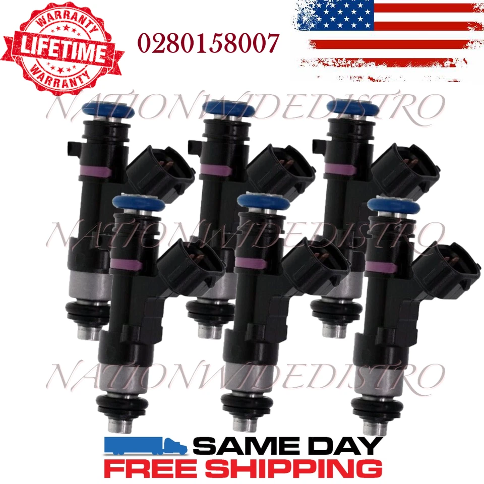 6x Inyectores de combustible Bosch OEM para Nissan Pathfinder 2005-2012 4,0 L V6 0280158007 Foto 1 de 4