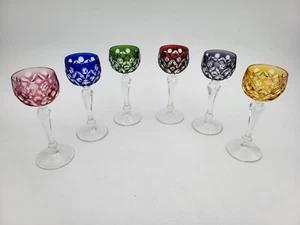 Neuw.# Set 6x Nachtmann Likörrömer Glas Bleikristall Überfang handgeschliffen - Bild 1 von 7