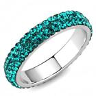 Silver Blue Zircon  Ring Lades Full eternity ring cz 4mm stacking band steel 538