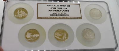 2005-S CLAD 5 COIN QUARTER PROOF SET NGC GRADED PF69 ULTRA CAMEO - Image 1 of 3