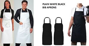 White Black Bib Apron Butcher Apron Pocket Halter Neck Cooking Catering aprons