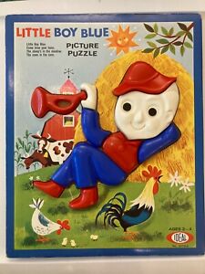 Vintage 1964 Ideal Little Boy Blue Tray Plastic Puzzle Complete