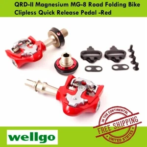 Wellgo QRD-II Magnesium MG-8 Road Folding Bike Clipless Quick Release Pedal -Red - Picture 1 of 3