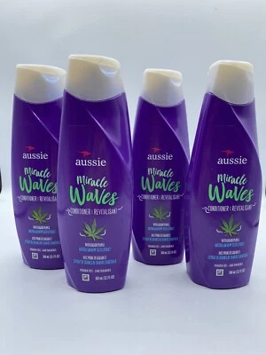 Set Of 4: Aussie 12.1 Oz Miracle Waves Kakadu Plum & Hemp Seed Conditioner Rare - Image 1 of 4