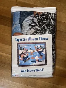 Walt Disney World Ice Skating Mickey Minnie Goofy Donald Pluto Tapestry Throw - Picture 1 of 8