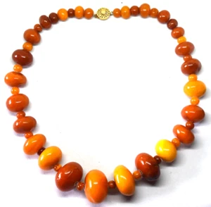 Beautiful Antique Natural Baltic Butterscotch Amber Beads Necklace 85.06 Grams - Picture 1 of 13