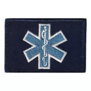 PARCHE GANCHO MORAL SUJETADOR MARCA VELCRO® EMS Response EMT Star Of Life AZUL 3x2" - Imagen 1 de 1