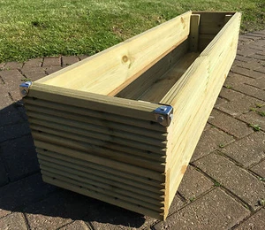 5ft JUMBO EXTRA LARGE Long Wooden Planter Trough Timber Decking Garden Flower - Picture 1 of 8